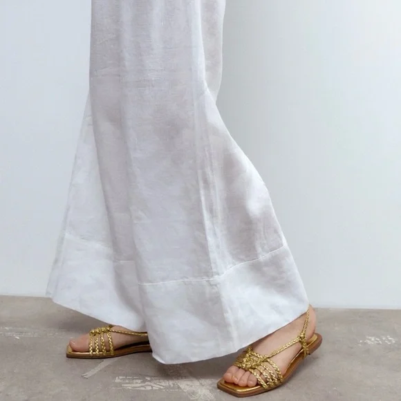 Zara Strappy Gold Sandals - Picture 2 of 9